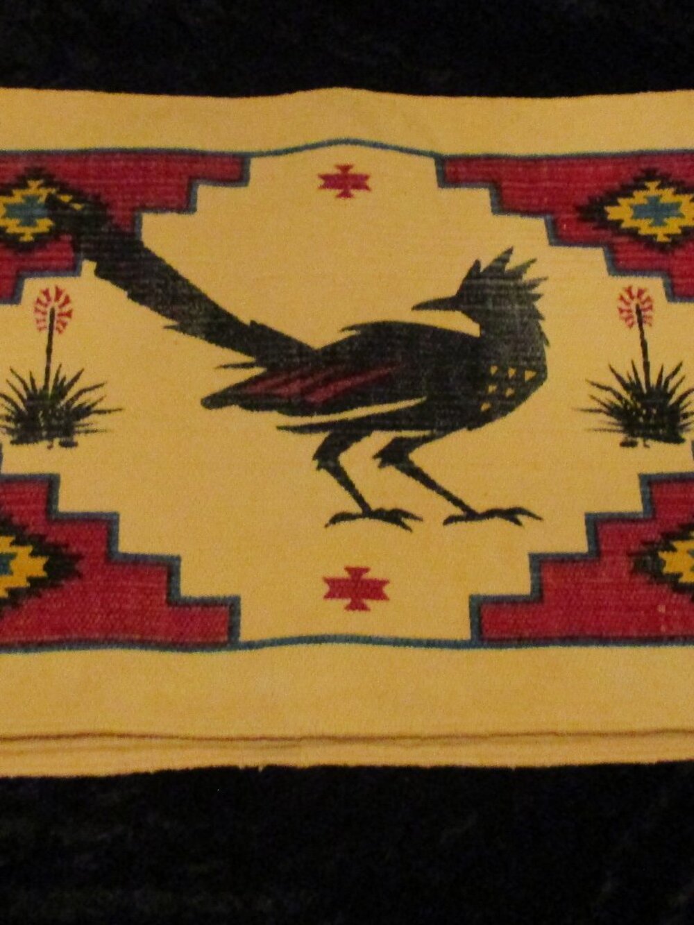 El Paso Saddle Blanket Co Southwestern Woven Roadrunner Fringed Placemat Set (4)